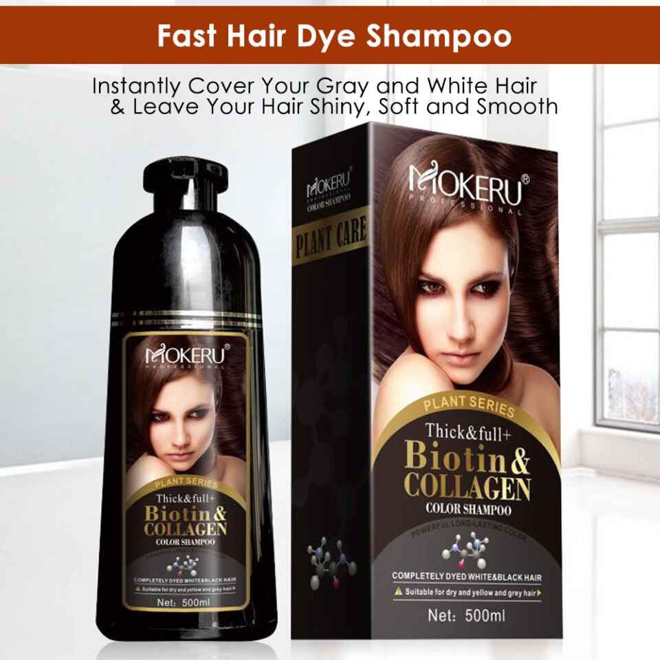 Biotin And Collagen Black Hair Dye Shampoo - Mokeru Haircare